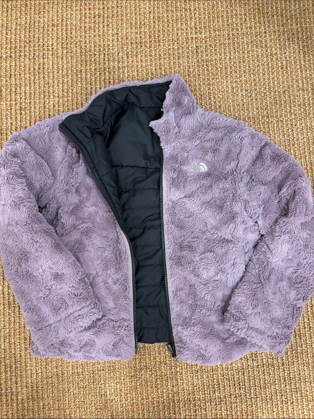 The North Face Kids Purple Faux-Fur Reversible Jacket